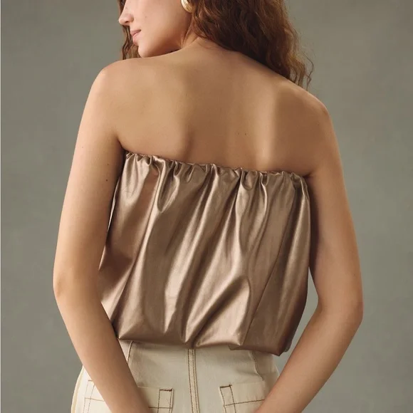 NWT Anthropologie 4SI3NNA Faux Leather Strapless Bubble Tank Size XL Party - Picture 2 of 11